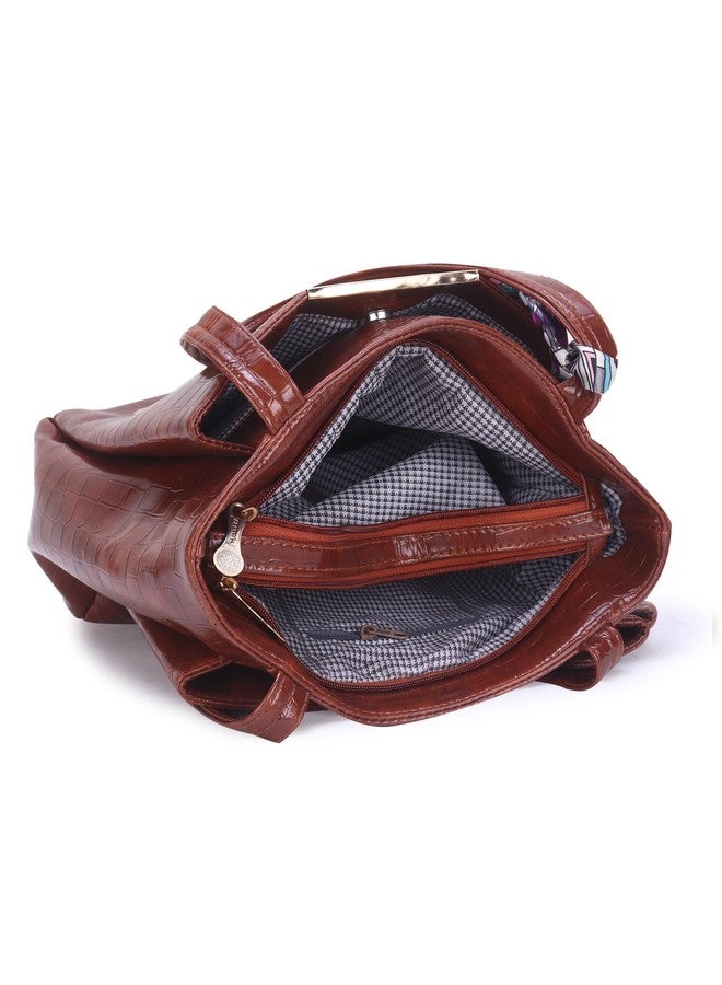 Dcozi Stylish and Fashionable PU Leather Handbag For Women & Girls (Shine Brown) - Image 5